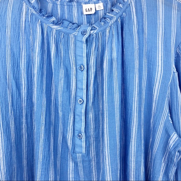 Gap Blue Striped Peasant Blouse Size Large Tall - Picture 3 of 8